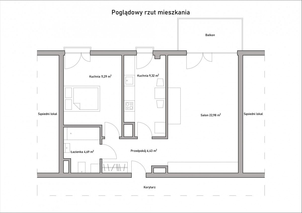 Mieszkanie 2 pokojowe na Sprzedaż