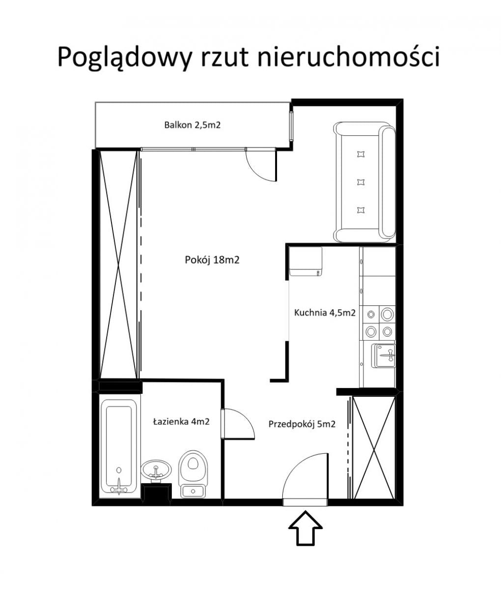 Mieszkanie 1 pokojowe na Sprzedaż