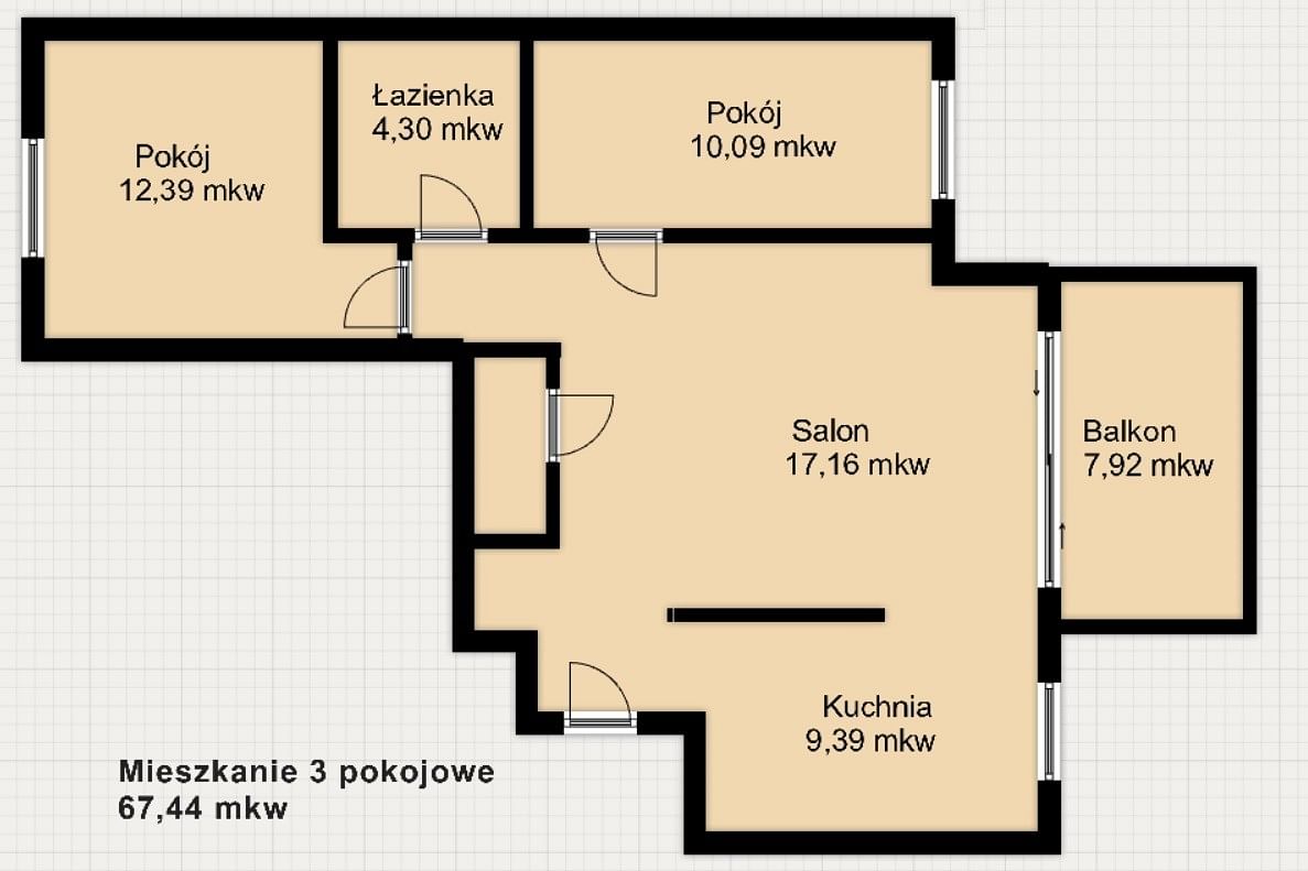 Mieszkanie 3 pokojowe na Sprzedaż