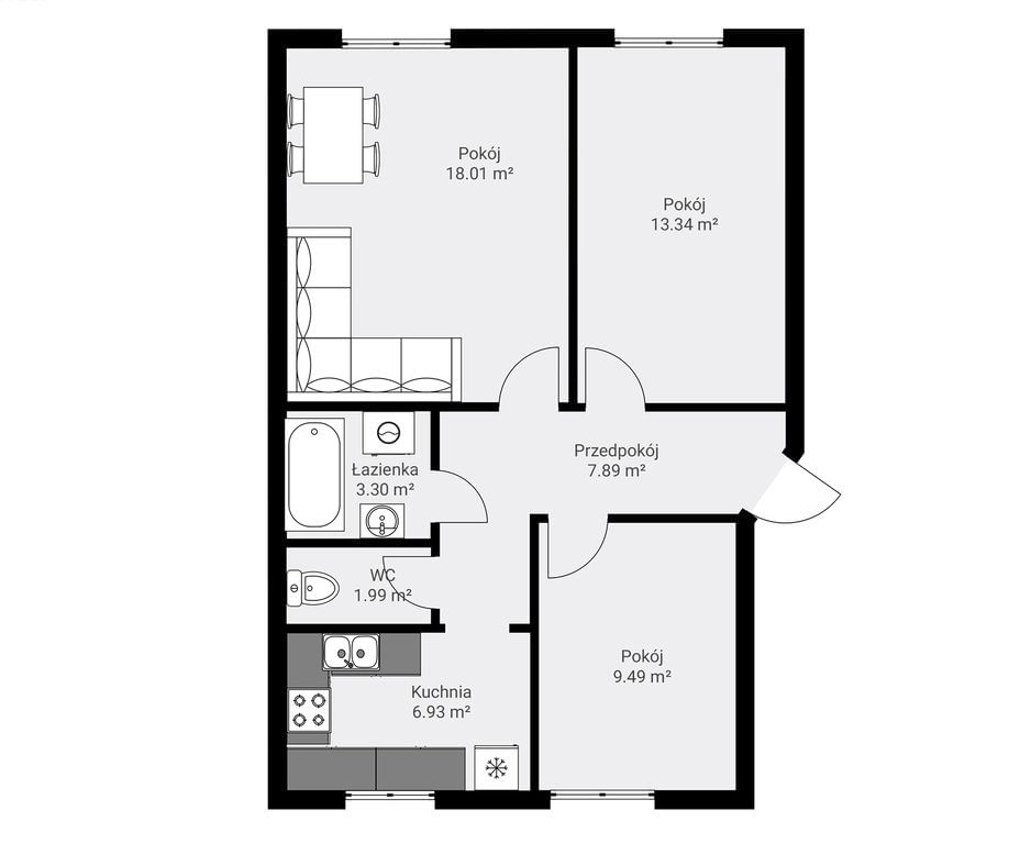 Mieszkanie 3 pokojowe na Sprzedaż