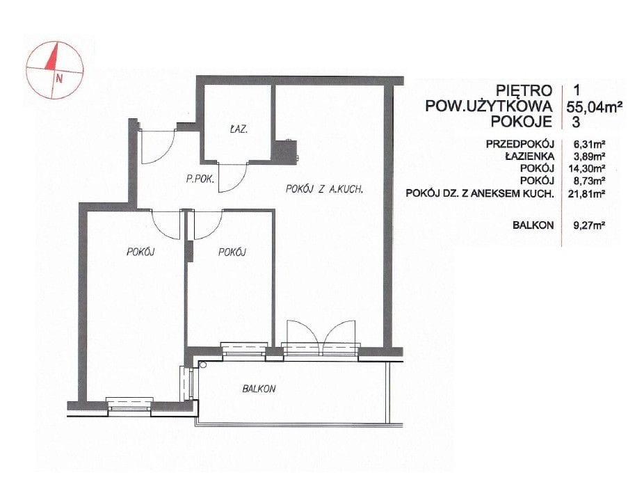 Mieszkanie 3 pokojowe na Sprzedaż