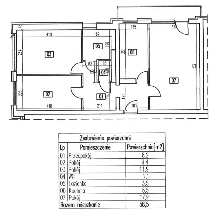 Mieszkanie 3 pokojowe na Sprzedaż