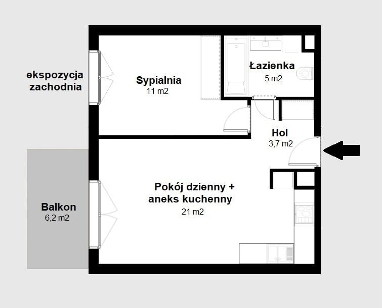 Mieszkanie 2 pokojowe na Sprzedaż