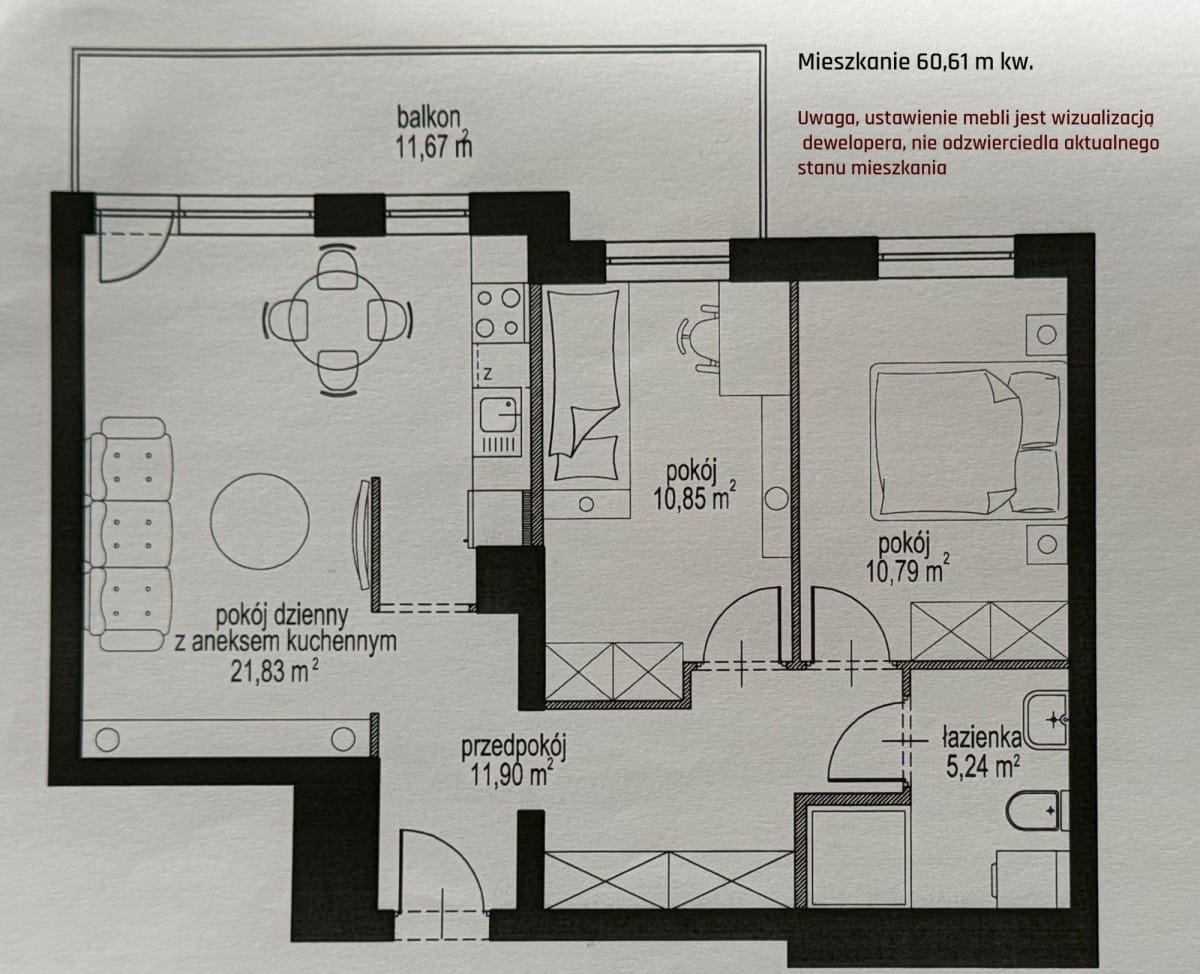 Mieszkanie 3 pokojowe na Sprzedaż