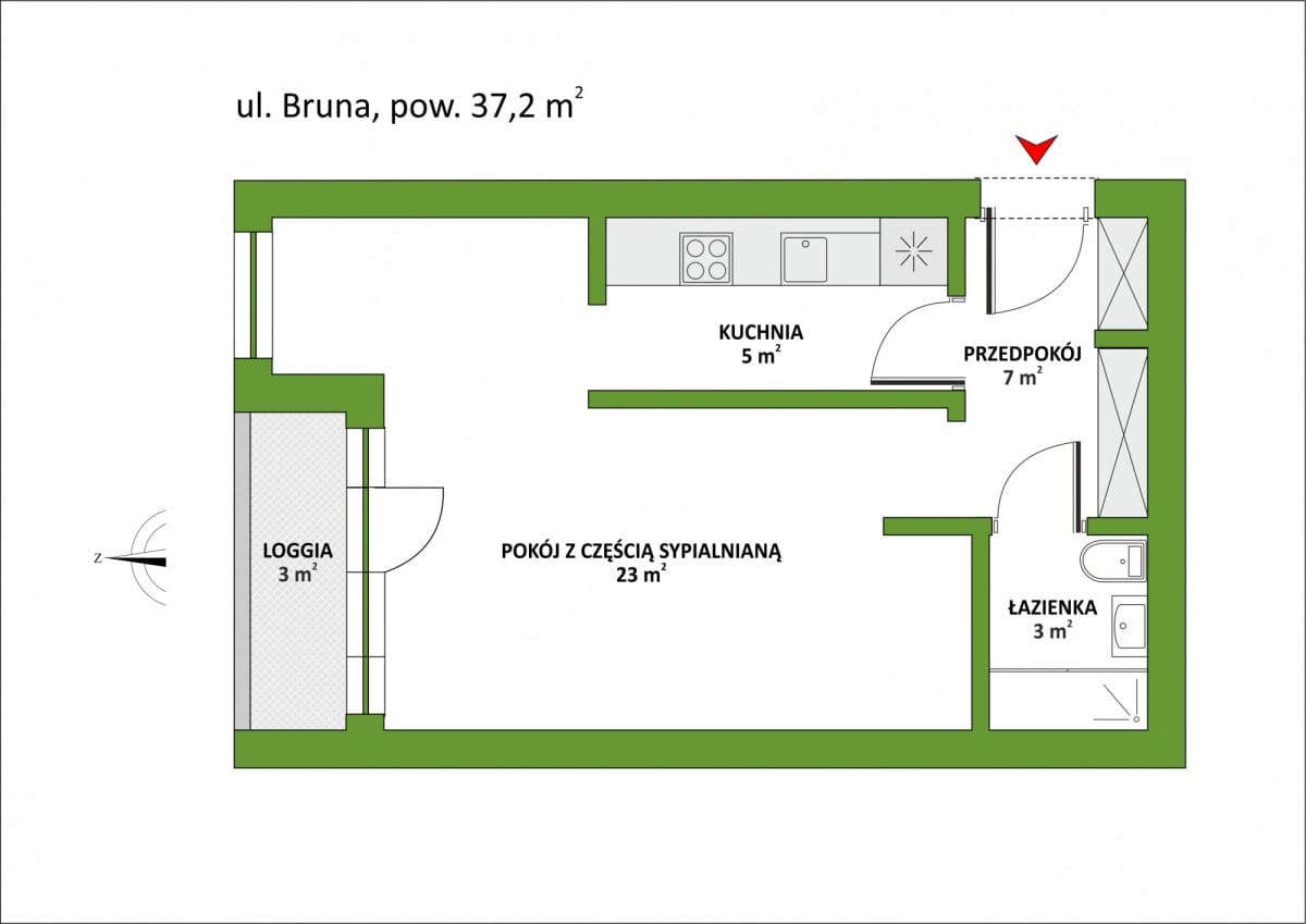 Mieszkanie 1 pokojowe na Sprzedaż