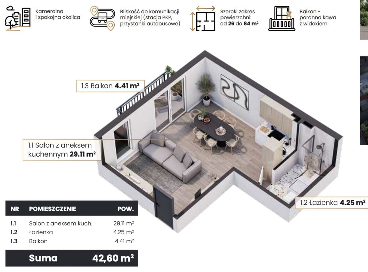 Mieszkanie 2 pokojowe na Sprzedaż
