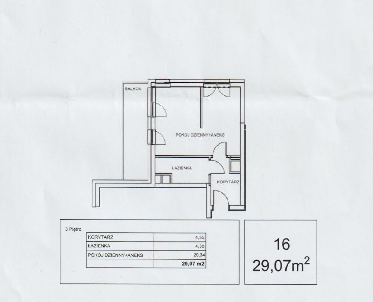 Mieszkanie 1 pokojowe na Sprzedaż