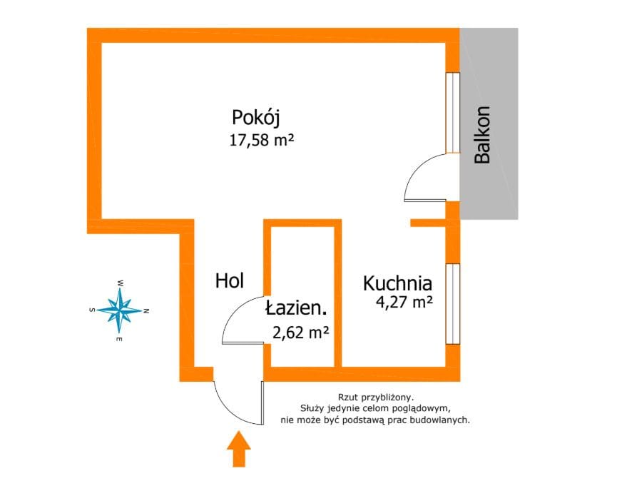 Mieszkanie 1 pokojowe na Sprzedaż