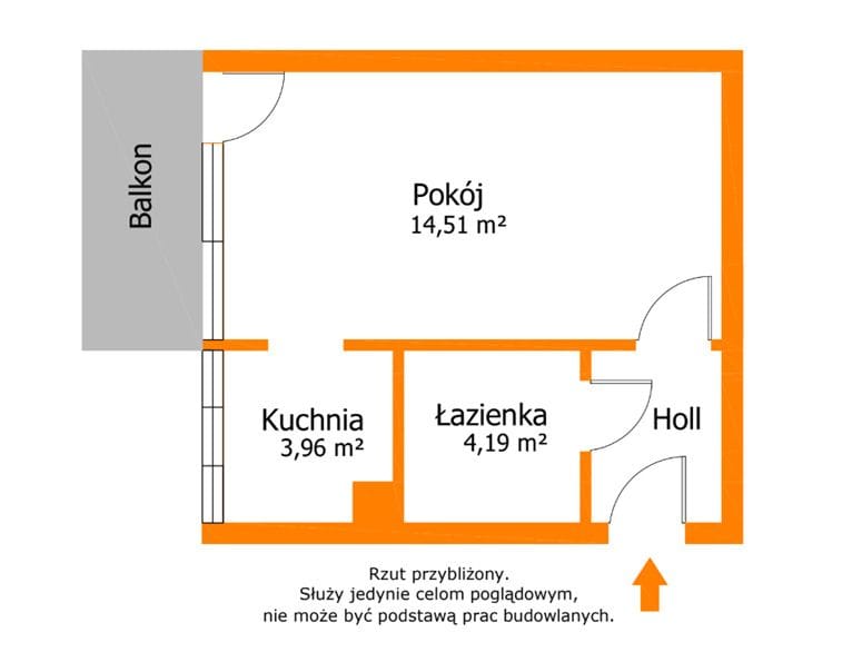 Mieszkanie 1 pokojowe na Sprzedaż