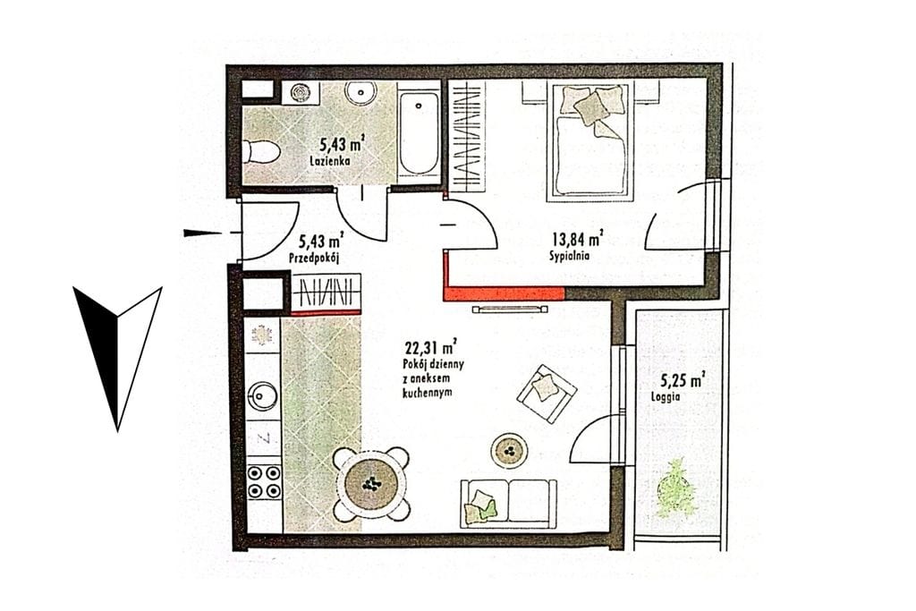 Mieszkanie 2 pokojowe na Wynajem