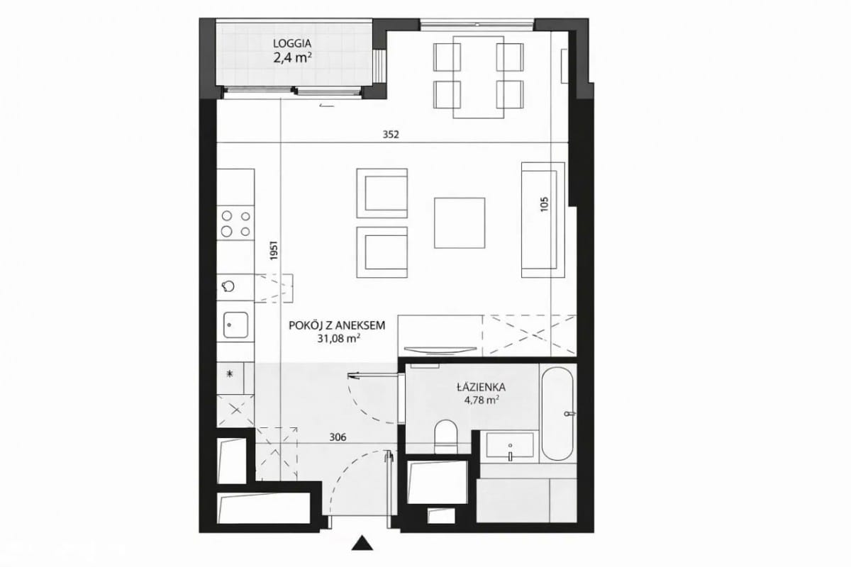 Mieszkanie 1 pokojowe na Sprzedaż