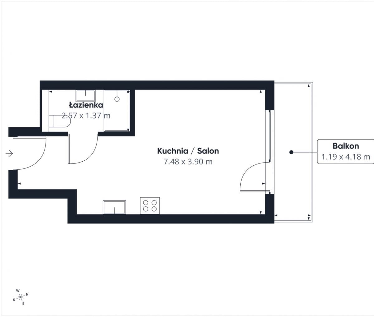 Mieszkanie 1 pokojowe na Sprzedaż